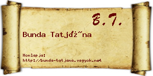 Bunda Tatjána névjegykártya